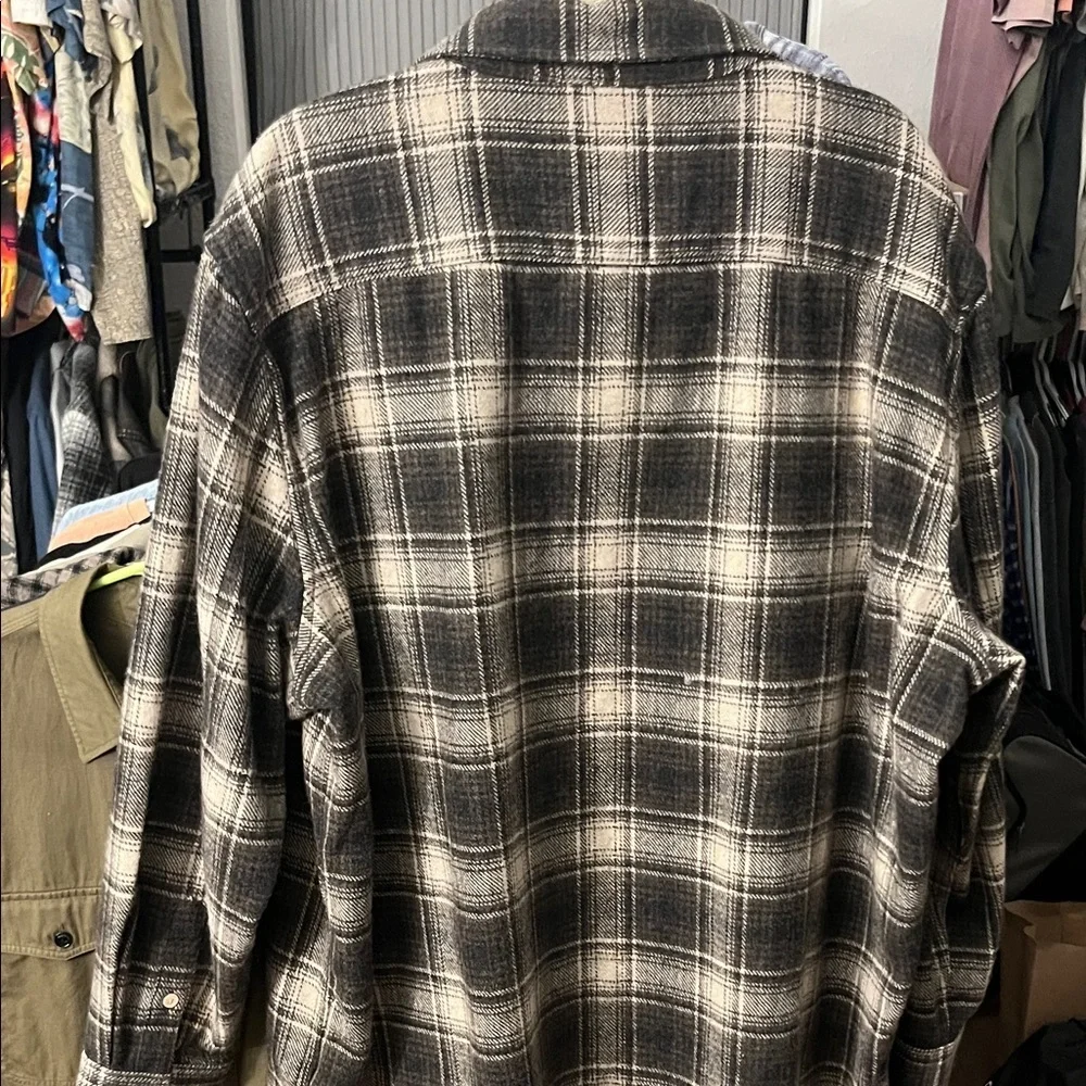 All Saints Hamlin Brown Plaid Shirt Jacket